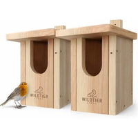 Produktbild von wildtier liebe Rotkehlchen Nistkasten für Wildvögel aus Naturholz 2er Set Braun