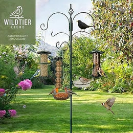 wildtier liebe Vogel Futterstation aus Metall mit Futtersäule und Vogeltränke Grün 235cm – Bild 1 von 7