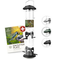 Produktbild von wildtier liebe Vogelfutterspender aus Edelstahl in Schwarz 38cm - 38 cm
