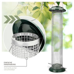 wildtier liebe Vogelfutterspender Erdnussfutterspender aus Metall 38cm Grün - 38 cm – Bild 1 von 6