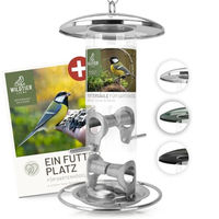 Produktbild von wildtier liebe Vogelfutterspender Futtersäule aus rostfreiem Edelstahl 26cm Silber