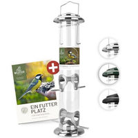Produktbild von wildtier liebe Vogelfutterspender Futtersäule aus rostfreiem Edelstahl 38cm Silber
