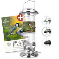 Produktbild von wildtier liebe Vogelfutterspender Futtersäule aus rostfreiem Edelstahl Silber 23,5cm