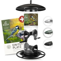 wildtier liebe Vogelfutterspender Futtersäule aus rostfreiem Metall Schwarz 26cm – Bild 1 von 1
