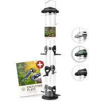 Produktbild von wildtier liebe Vogelfutterspender Futtersäule aus Metall Schwarz 52cm für Samen Körner und Kerne - 52 cm