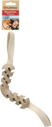 Produktbild von Wilga Flamingo Hundespielzeug Tauspielzeug aus TPR und Bambus in Braun und Beige mit 2 Griffen 36 cm