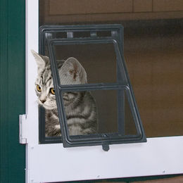Windhager Insektenschutz Katzenklappe mit Fiberglasgewebe Schwarz 20 x 25 cm – Bild 1 von 12