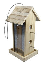 Windhager Vogelfuttersilo Country Futtersäule aus Holz in Braun und Natur - 3 l – Bild 1 von 6