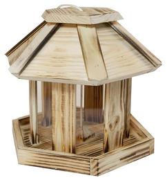Windhager Vogelhaus Wilder Kaiser Vogelfuttersilo aus Holz mit Glasfenster in Braun – Bild 1 von 12