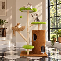 Produktbild von WISFOR Katzenkratzbaum Grün mit Korb und Spielball 136cm hoch