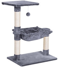 WOHNSTIL Kratzbaum für Katzen und Kitten mit Hängematte, Spielball und Sisal-Kratzsäulen, 70 cm, Grau – Bild 1 von 1