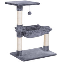 Produktbild von WOHNSTIL Kratzbaum für Katzen und Kitten mit Hängematte, Spielball und Sisal-Kratzsäulen, 70 cm, Grau