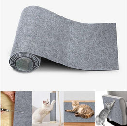 wohnTRAUM24 Kratzmatte für Katzen aus Polyester Grau 200x40 cm Selbstklebender Kratzteppich zum Möbelschutz – Bild 1 von 5