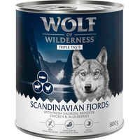 Produktbild von Wolf of Wilderness Adult Hundefutter Scandinavia Triple Taste mit Rentier Lachs und Huhn getreidefrei 6 x 800 g - 6 x 800 g
