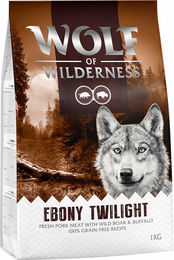 Produktbild von Wolf of Wilderness Ebony Twilight Hundefutter Wildschwein und Büffel getreidefrei 5 x 1 kg