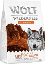 Produktbild von Wolf of Wilderness Explore The Mighty Summit Performance Hundefutter Huhn und Wild getreidefrei 400 g