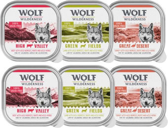 Produktbild von Wolf of Wilderness Hund Adult Mousse Mixpaket Rind Pute Lamm getreidefrei monoprotein 6 x 300 g - 6 x 300 g