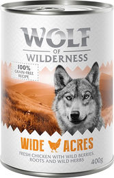 Produktbild von Wolf of Wilderness Hundefutter Adult Huhn Getreidefrei Sparpaket 24 x 400 g - 6 x 400 g