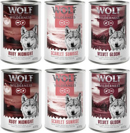 Produktbild von Wolf of Wilderness Hundefutter Adult mit frischem rotem Fleisch und Schwein getreidefrei 6 x 400 g Mixpaket - 6 x 400 g