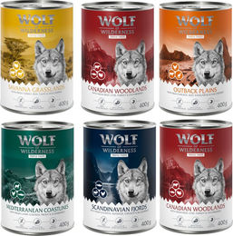 Produktbild von Wolf of Wilderness Hundefutter Adult Mixpaket 6 x 400 g Getreidefrei Monoprotein Mousse