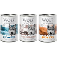 Produktbild von Wolf of Wilderness Hundefutter Adult Mixpaket Huhn Schwein Fisch Getreidefrei Monoprotein 6 x 400 g