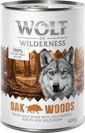 Produktbild von Wolf of Wilderness Hundefutter Adult Oak Woods Wildschwein Getreidefrei 24 x 400 g - 6 x 400 g
