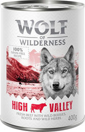 Produktbild von Wolf of Wilderness Hundefutter Adult Rind Getreidefrei und Sensitive 6 x 400 g - 6 x 400 g