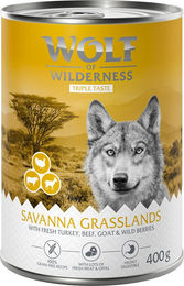 Wolf of Wilderness Hundefutter Adult Taste of the Savanna Getreidefrei mit Truthahn Rind und Ziege 24 x 400 g - 24 x 400 g – Bild 1 von 1