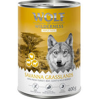 Produktbild von Wolf of Wilderness Hundefutter Adult Taste of the Savanna Getreidefrei mit Truthahn Rind und Ziege 24 x 400 g - 24 x 400 g