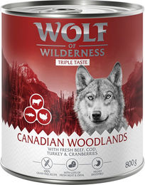 Produktbild von Wolf of Wilderness Hundefutter Adult Triple Taste Getreidefrei Rind Pute Kabeljau 6 x 800 g - 6 x 800 g