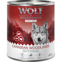 Produktbild von Wolf of Wilderness Hundefutter Adult Triple Taste Getreidefrei Rind Pute Kabeljau 6 x 800 g - 6 x 800 g