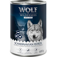 Produktbild von Wolf of Wilderness Hundefutter Adult Triple Taste of Scandinavia Rentier Lachs Huhn Getreidefrei 6 x 400 g - 6 x 400 g