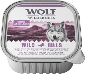 Produktbild von Wolf of Wilderness Hundefutter Adult Wild Hills Ente Getreidefrei 6 x 300 g Schalen
