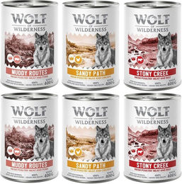 Produktbild von Wolf of Wilderness Hundefutter Senior Mixpaket Getreidefrei 6 x 400 g Geflügel Rind Schwein und Huhn - 6 x 400 g