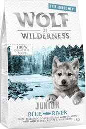 Produktbild von Wolf of Wilderness Junior Blue River Hundefutter Freilandhuhn und Lachs getreidefrei 5 x 1 kg - 5 x 1 kg