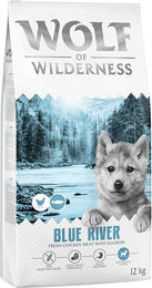 Produktbild von Wolf of Wilderness Junior Blue River Hundefutter Lachs und Huhn getreidefrei 2 x 12 kg