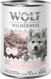 Produktbild von Wolf of Wilderness Junior Hundefutter Geflügel mit Schwein getreidefrei 6 x 400 g - 6 x 400 g