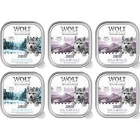 Produktbild von Wolf of Wilderness Junior Hundefutter Mixpaket Getreidefrei 6 x 150 g Ente Kalb Huhn Lachs