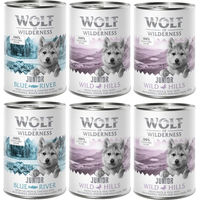 Produktbild von Wolf of Wilderness Junior Hundefutter Mixpaket Getreidefrei 6 x 400 g Ente Kalb Huhn Lachs - 6 x 400 g