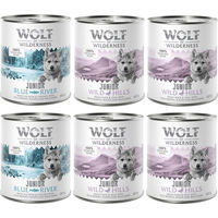 Produktbild von Wolf of Wilderness Junior Hundefutter Mixpaket Getreidefrei 6 x 800 g Ente Kalb Huhn Lachs - 6 x 800 g