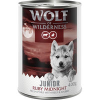 Produktbild von Wolf of Wilderness Junior Hundefutter Ruby Midnight mit frischem Schwein getreidefrei 6 x 400 g - 6 x 400 g