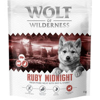 Produktbild von Wolf of Wilderness Junior Ruby Midnight Hundefutter Rind und Kaninchen getreidefrei 1 kg - 5 x 1 kg