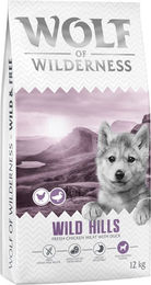 Produktbild von Wolf of Wilderness Junior Wild Hills Hundefutter Ente Huhn getreidefrei 12 kg