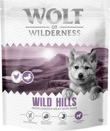 Produktbild von Wolf of Wilderness Junior Wild Hills Hundefutter Ente und Huhn getreidefrei 1 kg