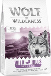 Produktbild von Wolf of Wilderness MINI Wild Hills Hundefutter Ente Huhn Getreidefrei 1 kg