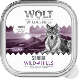 Produktbild von Wolf of Wilderness Senior Hundefutter Duo-Protein Rezeptur Ente und Kalb Getreidefrei 24 x 300 g Schalen - 24 x 300 g