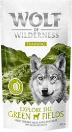 Produktbild von Wolf of Wilderness Training Explore the Green Fields Belohnungssnack für Hunde mit Huhn und Lamm, getreidefrei, 3 x 100 g