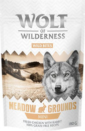 Produktbild von Wolf of Wilderness Wild Bites MINI Meadow Grounds Hundesnack Kaninchen & Huhn getreidefrei 3 x 180 g - 3 x 180 g
