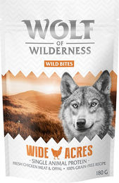 Produktbild von Wolf of Wilderness Wild Bites Wide Acres Hundesnack Huhn Monoprotein Getreidefrei 3 x 180 g - 3 x 180 g