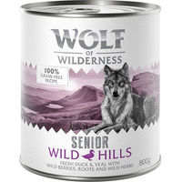 Produktbild von Wolf of Wilderness Wild Hills Duo-Protein Senior Nassfutter Hund Ente und Kalb getreidefrei 24 x 800 g - 6 x 800 g